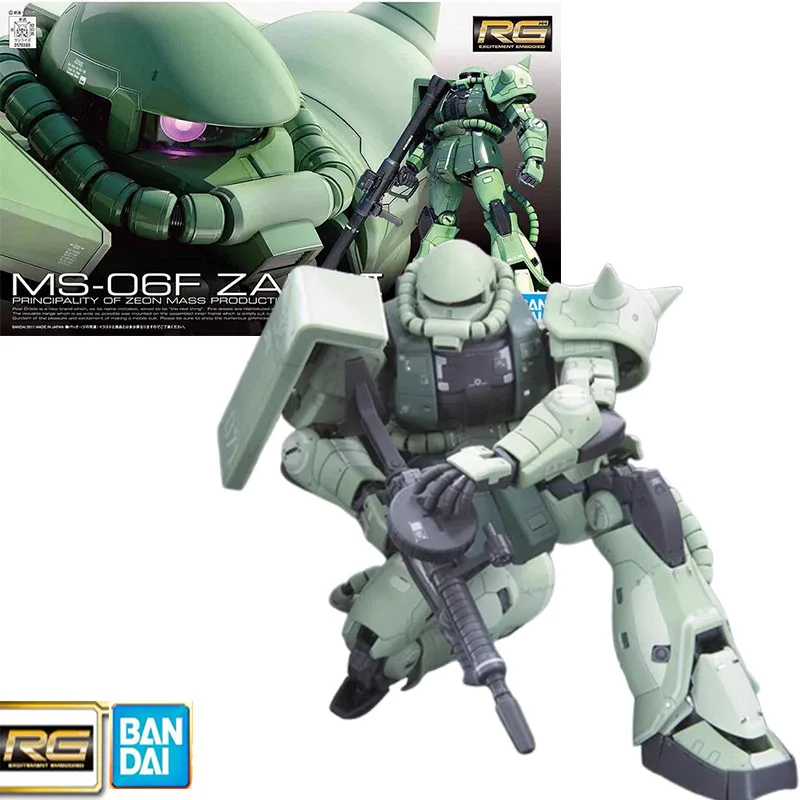 

Spot Bandai Gundam RG 04 1/144 массового производства Zaku 2 MS-06F Зеленый персонаж аниме Zaku в сборе, модель игрушки, подарок для мальчика