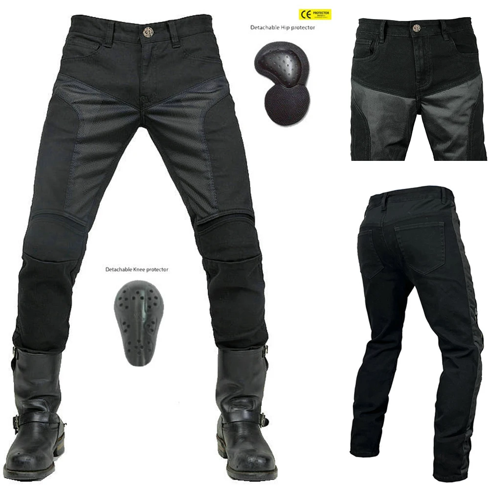 

Мотоциклетные джинсы для гонок, утягивающие летние сетчатые дышащие мотоциклетные штаны, регулируемая защита, съемные наколенники на бедрах