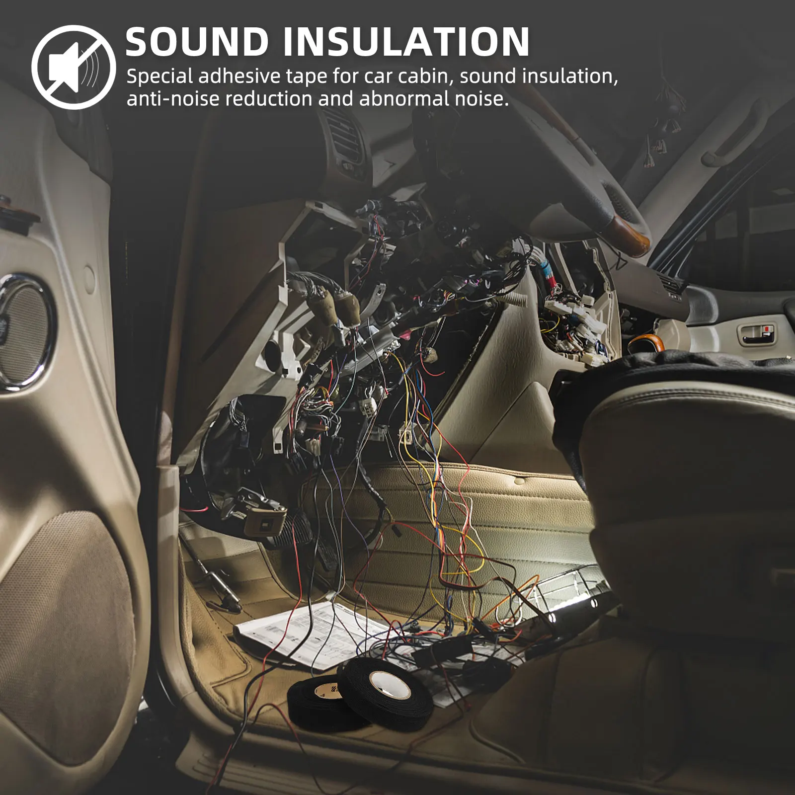 

2pcs High Temperature Resistant Adhesive Wiring Harness Tapes For Automotive Car Repair Sealing Waterproof Industrial