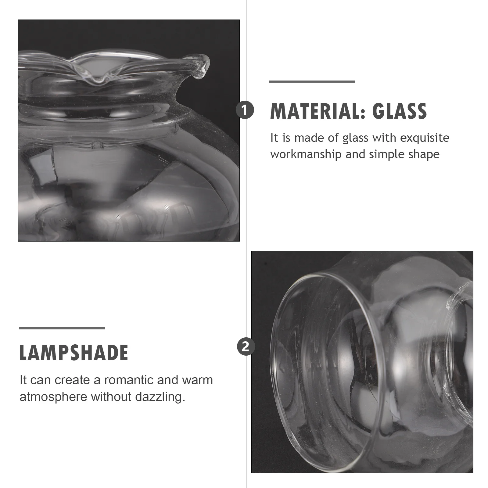 2Pcs Glass Lampshades Windproof Oil Lamp Covers Lamp Shade Retro Style Durable Practical Oil Light Shade