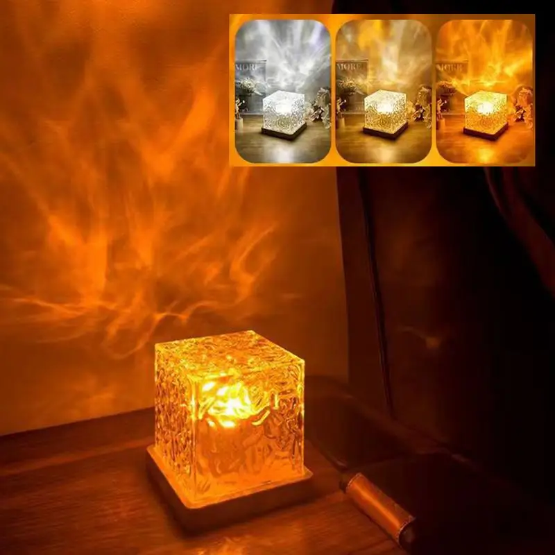 

Wave Projector Light Touch Control Led Night Light Lamp 3-Color Display Soft Light Ambiance Living Room Bedroom Decor