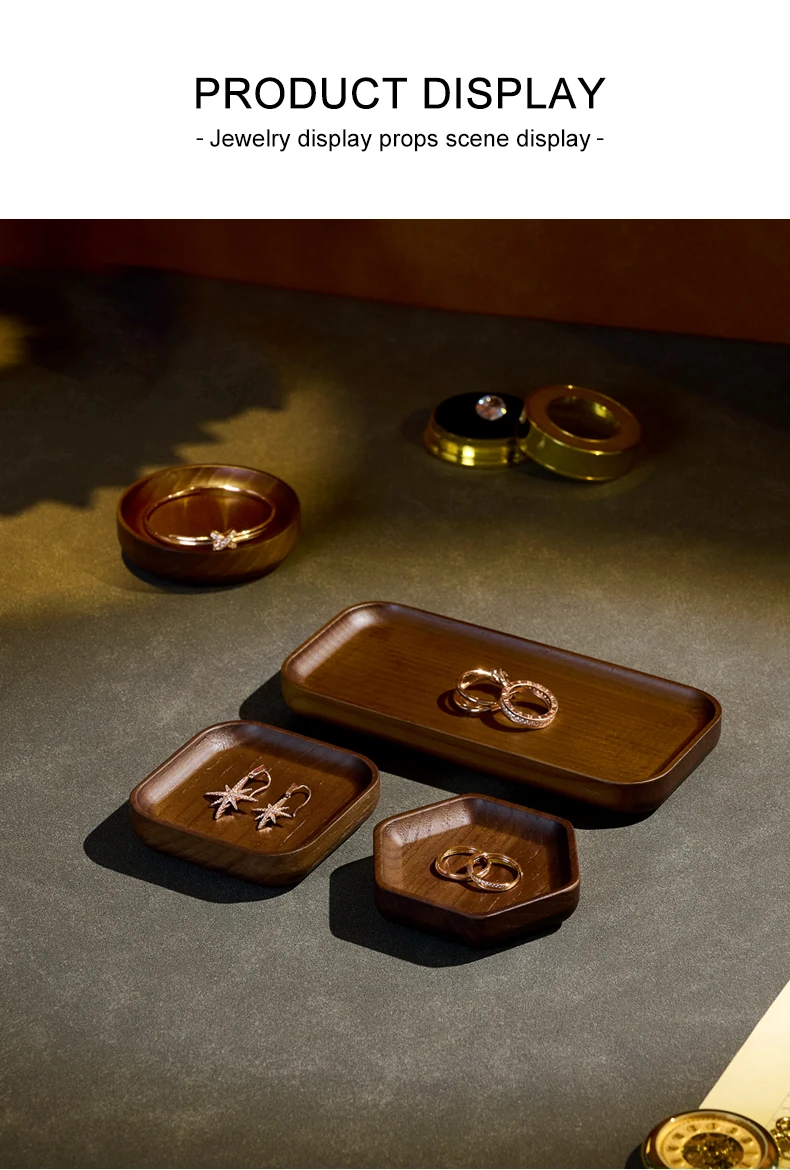 Oirlv Wooden Jewelry Tray Set Ring Storage Box Necklace Display Stand Watch Storage Box Entrance Decoration Car Key Organizer