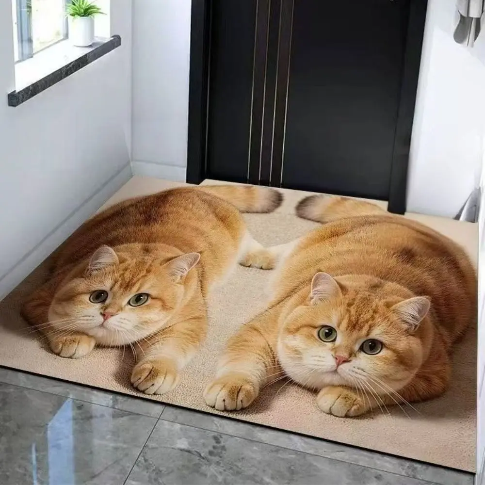 40×60CM 50×80CM Lifelike Cat Floor Mat Diatomaceous Earth Non-slip Bathroom Carpet Washable Water-absorbing Bedroom Door Rug