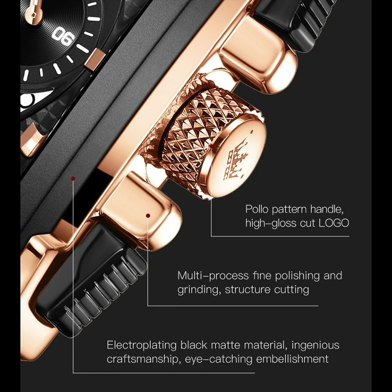 OLEVS 9919 Спортивные кварцевые часы Подарочный ремешок для часов из натуральной кожи Наручные часы с прямоугольным циферблатом