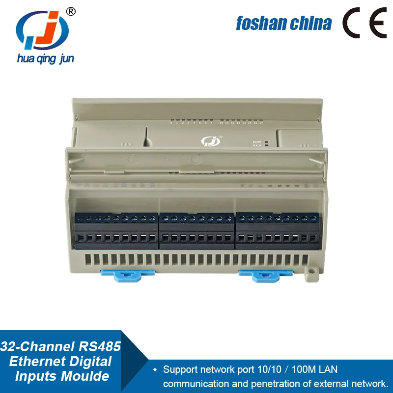 Huaqingjun 32-Channel RS485 Ethernet Digital Input Module Data Acquisition Modbus RTU/TCP DI Module for PLC