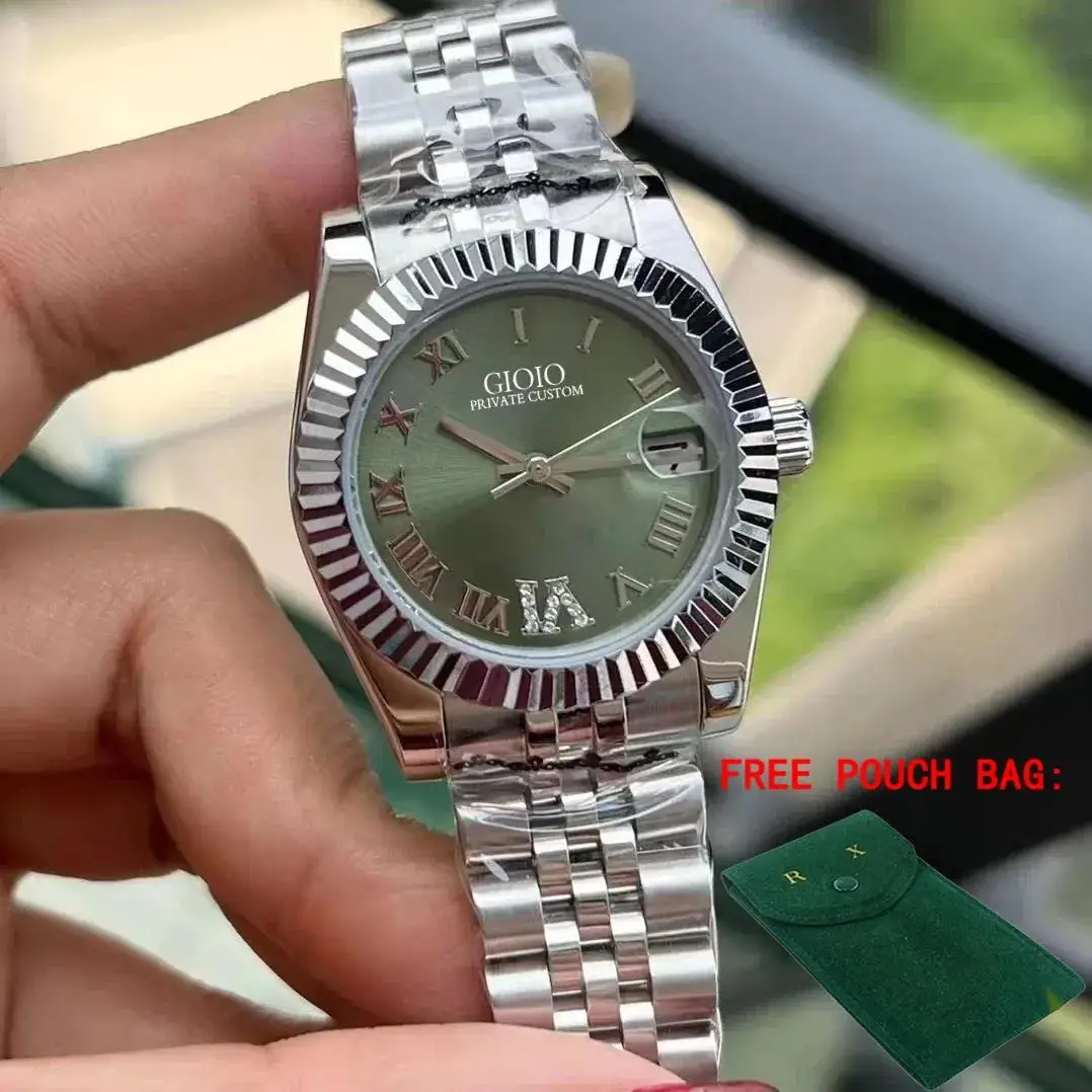 Reloj Automático de lujo para hombre, relojes mecánicos, calendario de acero inoxidable, plata, oro rosa, negro, verde, reloj de pulsera Roma de 31mm