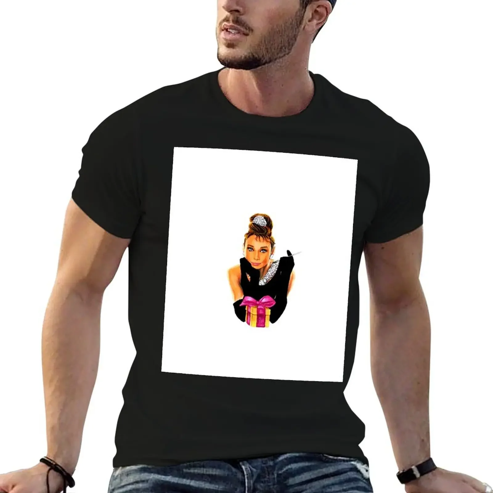 Audrey Hepburn as Holly Golightly T-Shirt Man t-shirt cheap stuff plain black t shirts men