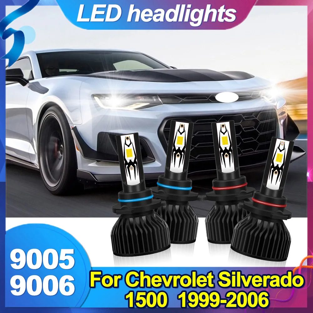 

For Chevrolet Silverado 1500 1999-2006 9006 9005 LED Headlight KIT Combo Bulbs 6000K High Low Beam Super Bright White 20000LM He