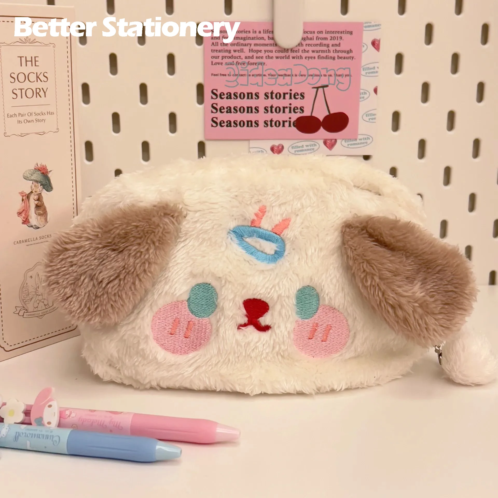 Kawaii Plush Pencil Case Bag for Girls Cute Pen Pouch Box Large Capacity Student Back To School Supplies Korean Stationery