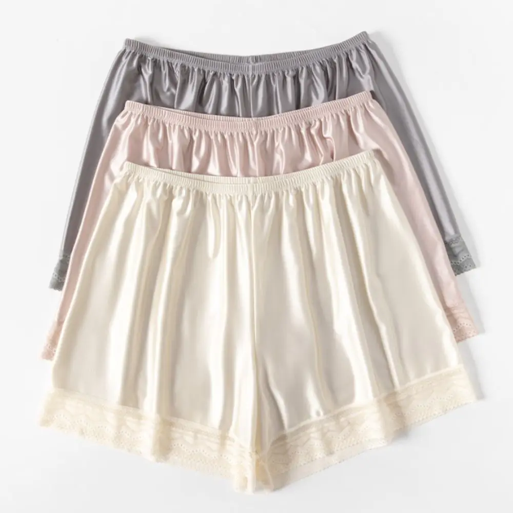 Calças de segurança de renda de seda gelo respirável solto meados de cintura sem costura shorts anti-reflexo jk lolita verão leggings curtos senhoras