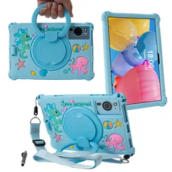 Cartoon Soft Silicone Rotation Stand Case Cover For TCL Tab 10L 10S 10HD 10L Gen2 10.1inch With Handle Grip