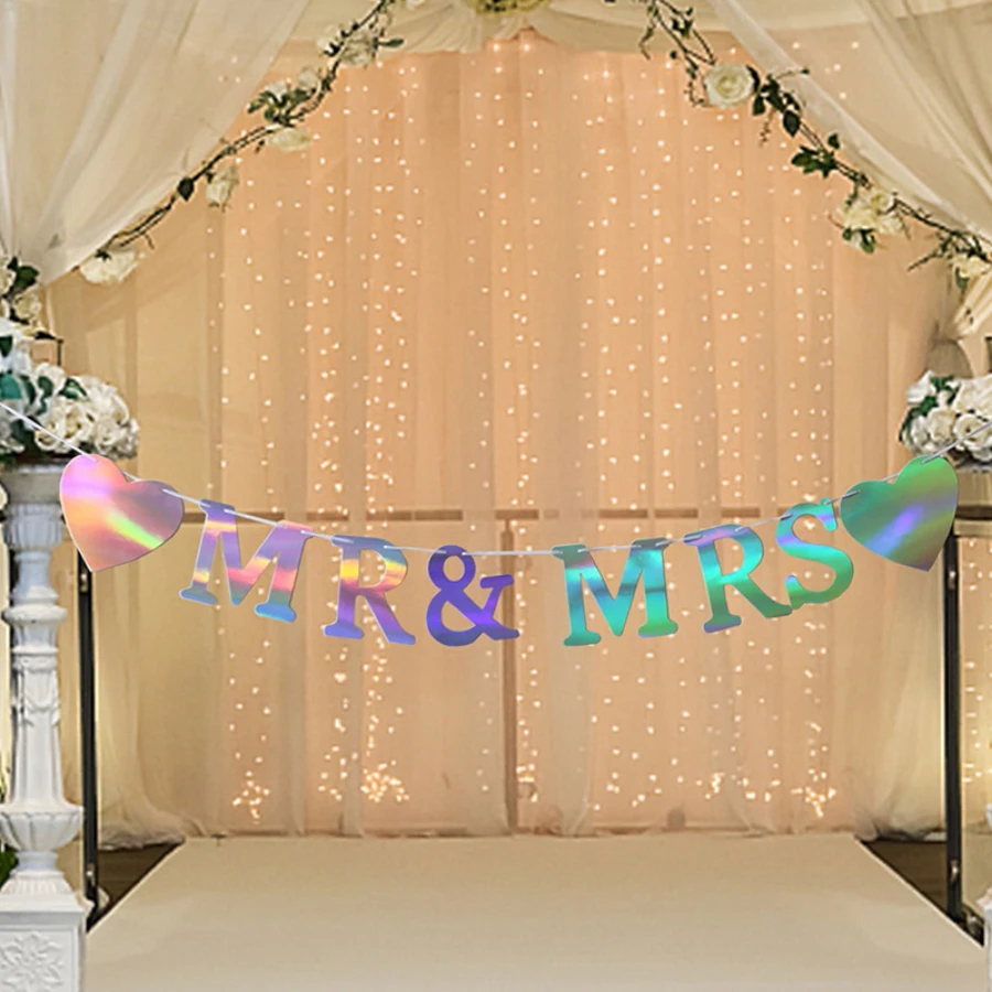 Wedding pull mr&mrs festive pull string flag letters pull flag banner