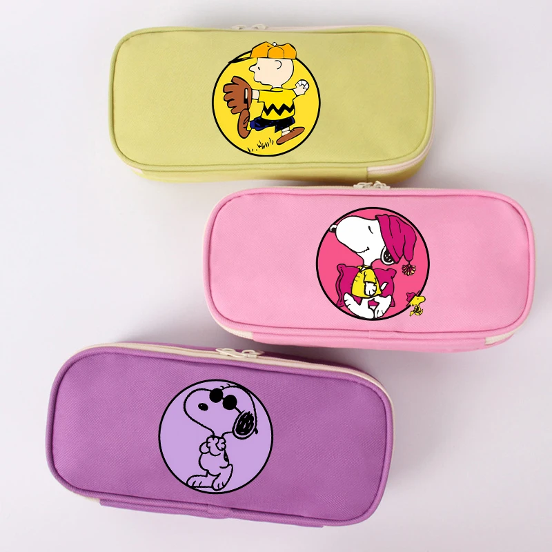 Snoopys Cute Pencil Case Children Anime Pen Bag Student Return To School Stationery Pouch Kids High-capacity Storage Bags Gift