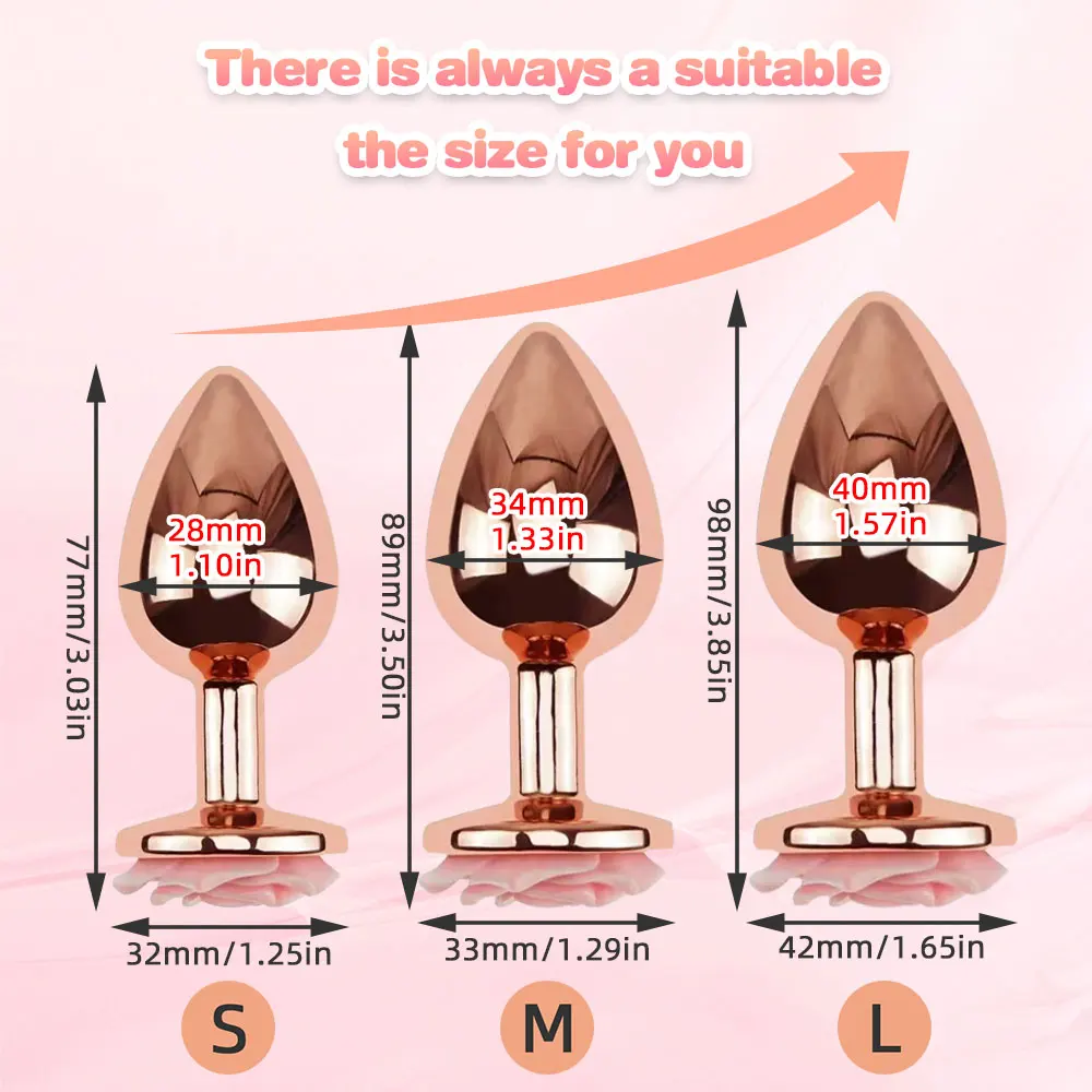 3Size Anal Plug Buttplug Rose Shape Anal Sex Toys for Men Women Beginners Advanced Users Sex Toy for Vagina Training But Plug