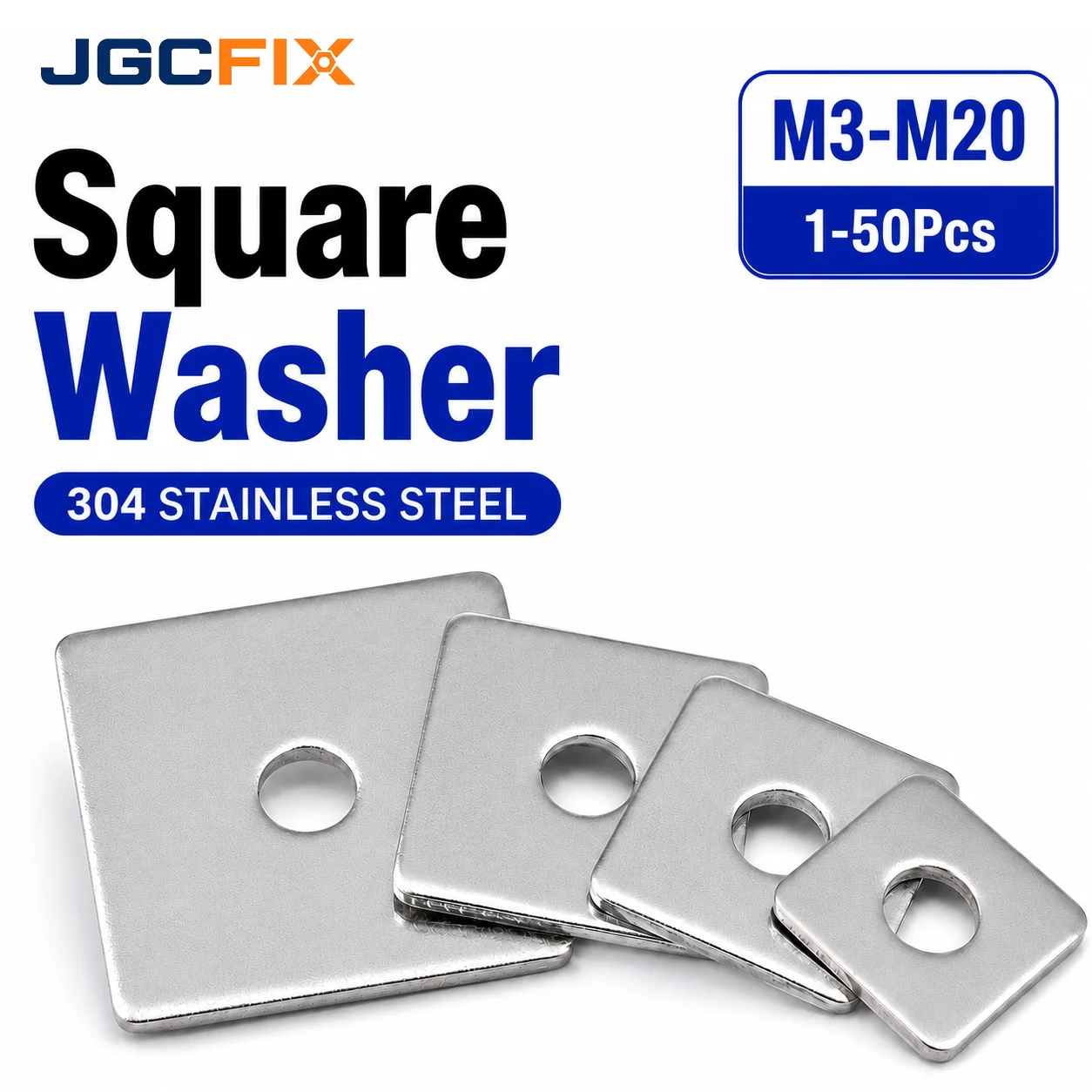 1-50Pcs 304 Stainless Steel Square Plate Washers M3-M20 Flat Pad Gasket Square Shim Plain Washer for Bolts Screws Hardware Parts