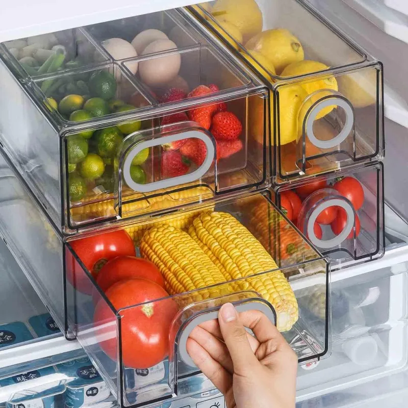 

6 PCS Refrigerator Drawer Organizer, Fridge Organizers and Storage Clear, Plastic Storage Drawers - BPA Free Plastic Storage