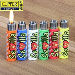 Spain Clipper Lighter Silicone Case Personalized Pattern Gas Lighter Vintage Open Flame Classic Clipper Lighter Men Collectible