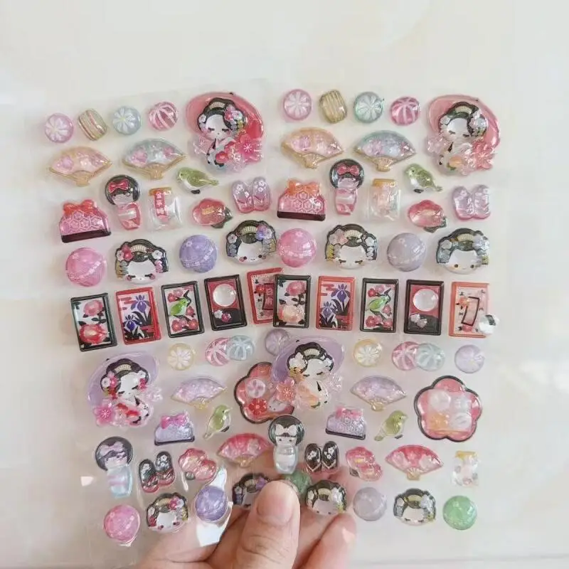 Cartoon Galaxy Nostalgic Guide Stickers 3D Retro Kimono Various Styles Toy Sticker Japanese Relief Stickers Decorative Stickers
