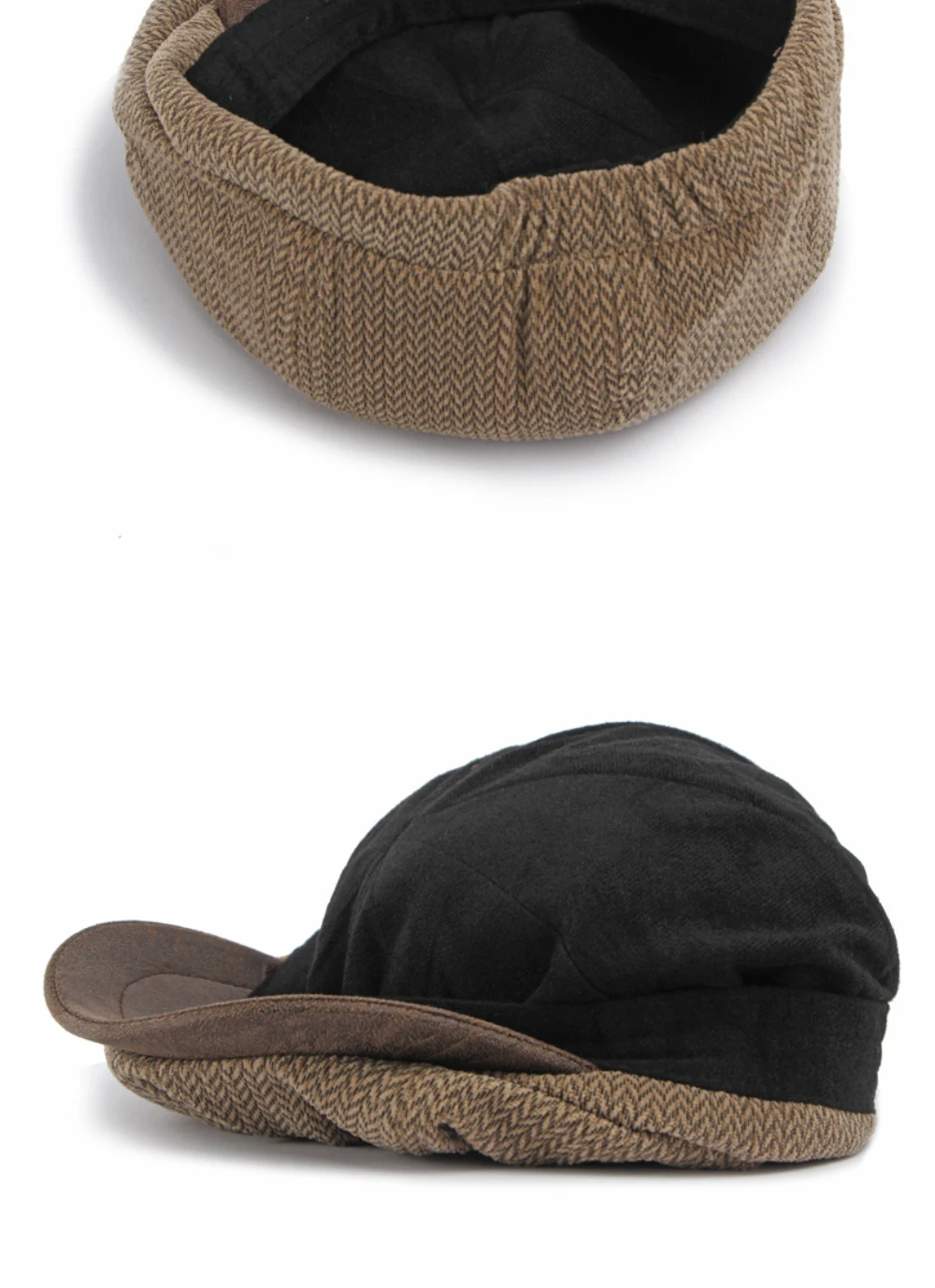 HT5163 Newsboy-Mütze für Männer und Frauen, Vintage-Künstlermütze, Woll-Baskenmütze, Flachmütze, 2026 Neu, Dick, Warm, Fleece-Gefüttert, Achteckige Baskenmütze – Detail 10