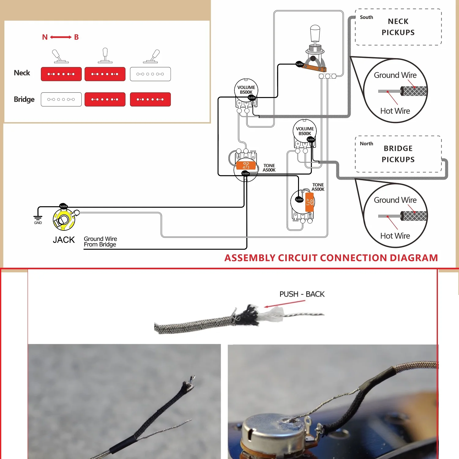 FLEOR 2PCS Alnico 5 Humbucker LP Guitar Pickup Neck Bridge Pickups Set Black Guitar Parts
