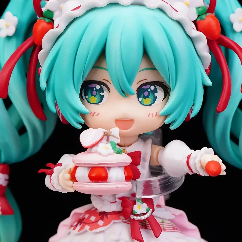 11cm HATSUNE MIKU Anime Figure 15th Anniversary #1939 OB11 Strawberry Cake PVC Action Figure Doll Collection Model Toys Gift