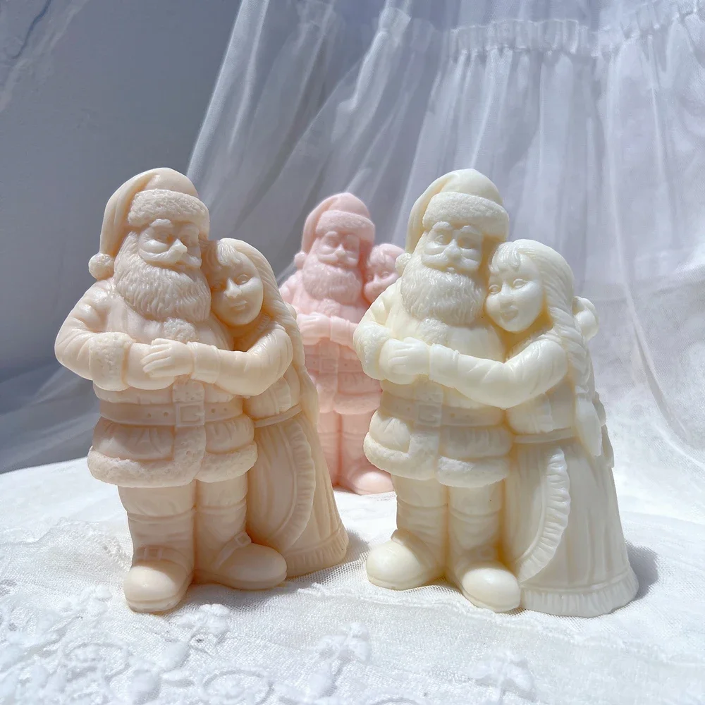 Mr. and Mrs. Santa Candle Mold Father Christmas Resin Silicone Mold For Christmas Art Kriss Kringle Plaster Gypsum Mould