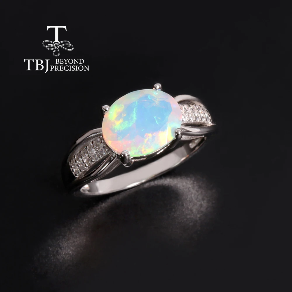 

Colorful natural Opal with cubic Zircon ring 925 sterling silver elegant jewelry for women anniversaries & banquets gift