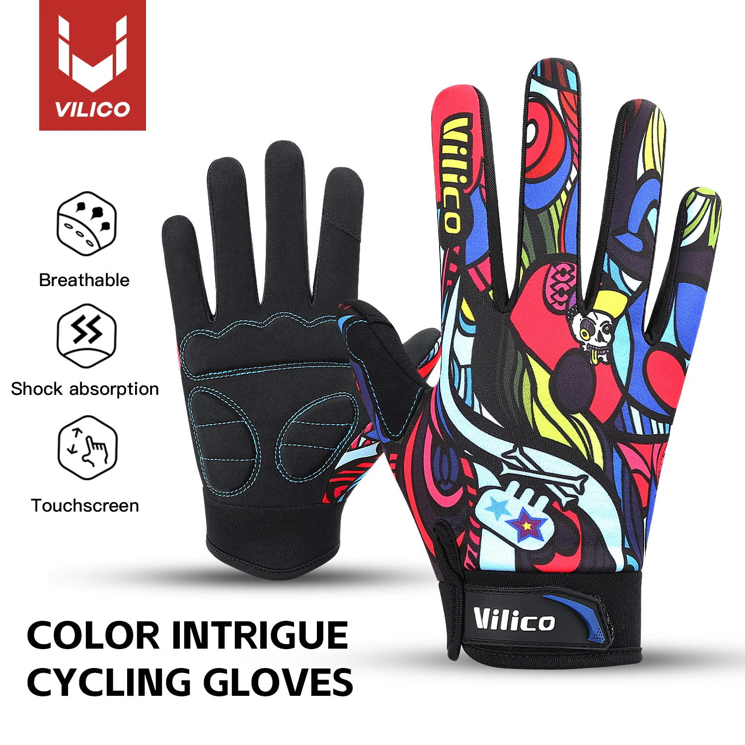 

Перчатки VILICO с граффити, регулируемые легкие гоночные рабочие перчатки, противоскользящие дышащие мужские и женские мотоциклы, велоспорт, Cy