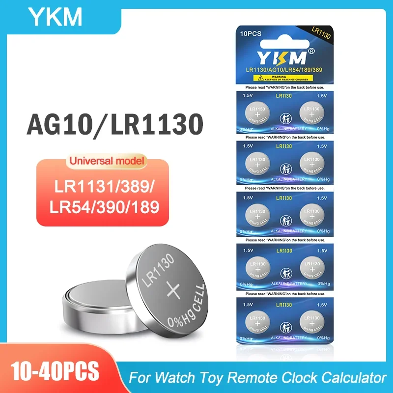 10-40PCS AG10 LR1130 Batteries LR54 L1131 L1131c 389 390 LR54 1.5V Alkaline Battery for Watch Calculator Toy Remote Button Cell