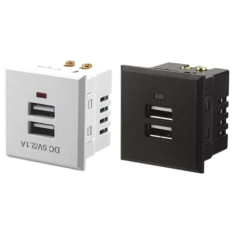 5V 2.1A Double USB Power Socket Embedded Double USB Desktop Receptacle Charging Module Outlet Replacement Dropship