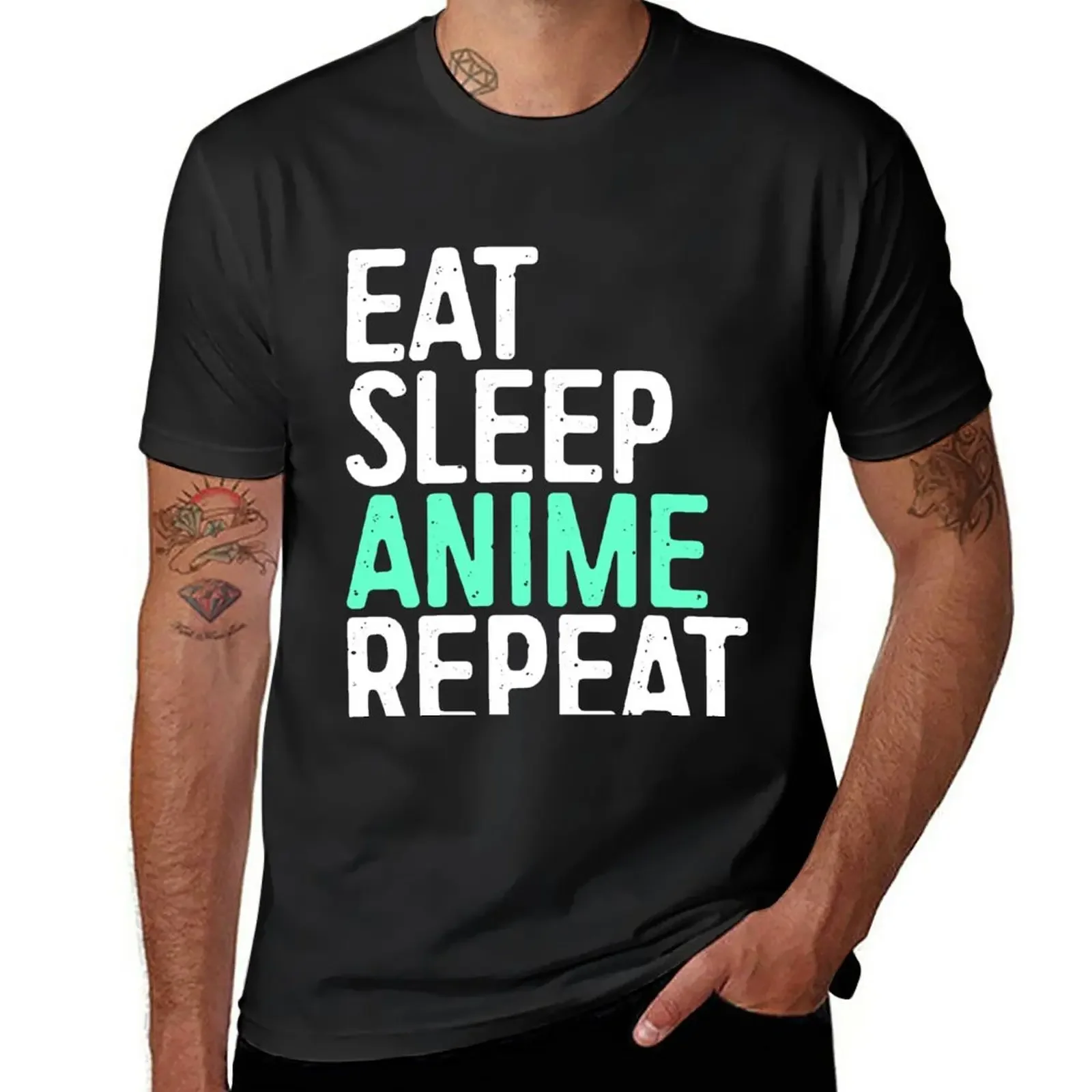 Eat Sleep Anime Repeat T-Shirt hippie clothes cute tops sublime big and tall t shirts for men