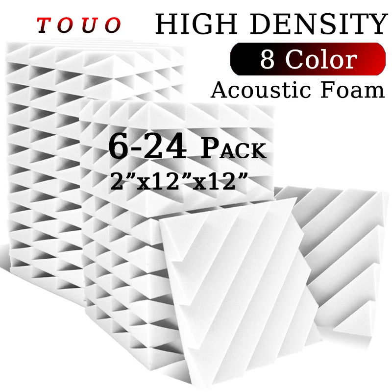 

TOUO 6/12/24 Pcs Acustic Foam Wall Soundproofing Studio Acoustic Treatment Sound Foam Diamond Groove Sound Absorbing Panel