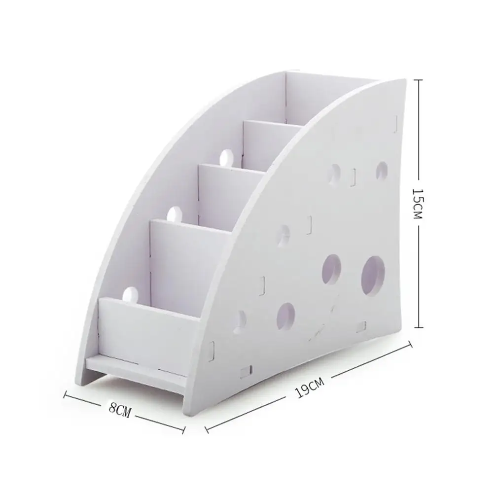 

Remote Control Storage Box 4 Compartments Stackable Desktop Organizer Wood Cube Stationery Holder Space Saving Solution