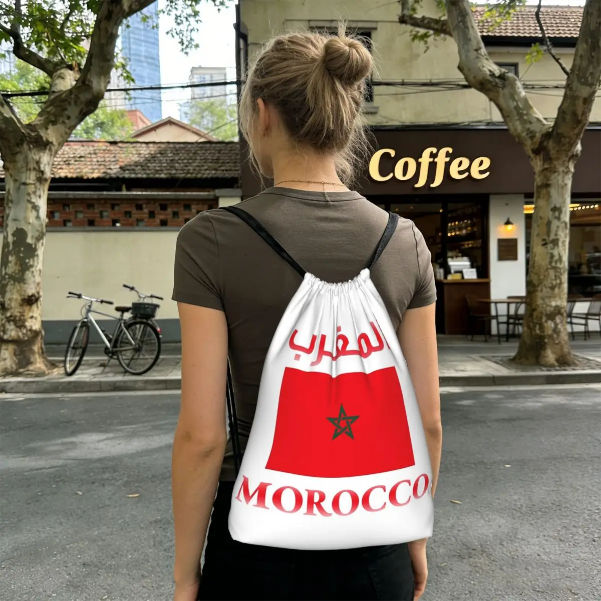 Moroccan Passport Kingdom Of Morocco Backpacks Multi-function Drawstring Bundle Pocket Sports Bag Book Bags for Travel Students