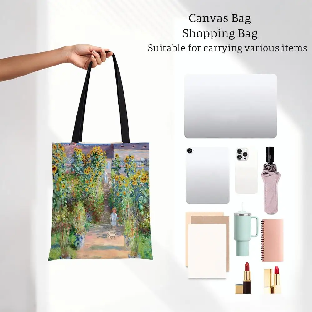 Impressionistic O-Oscar-Claude Monet Storage Bags Outdoor Series Print Design Portable Shoulder Bags Daily Shopping Bags