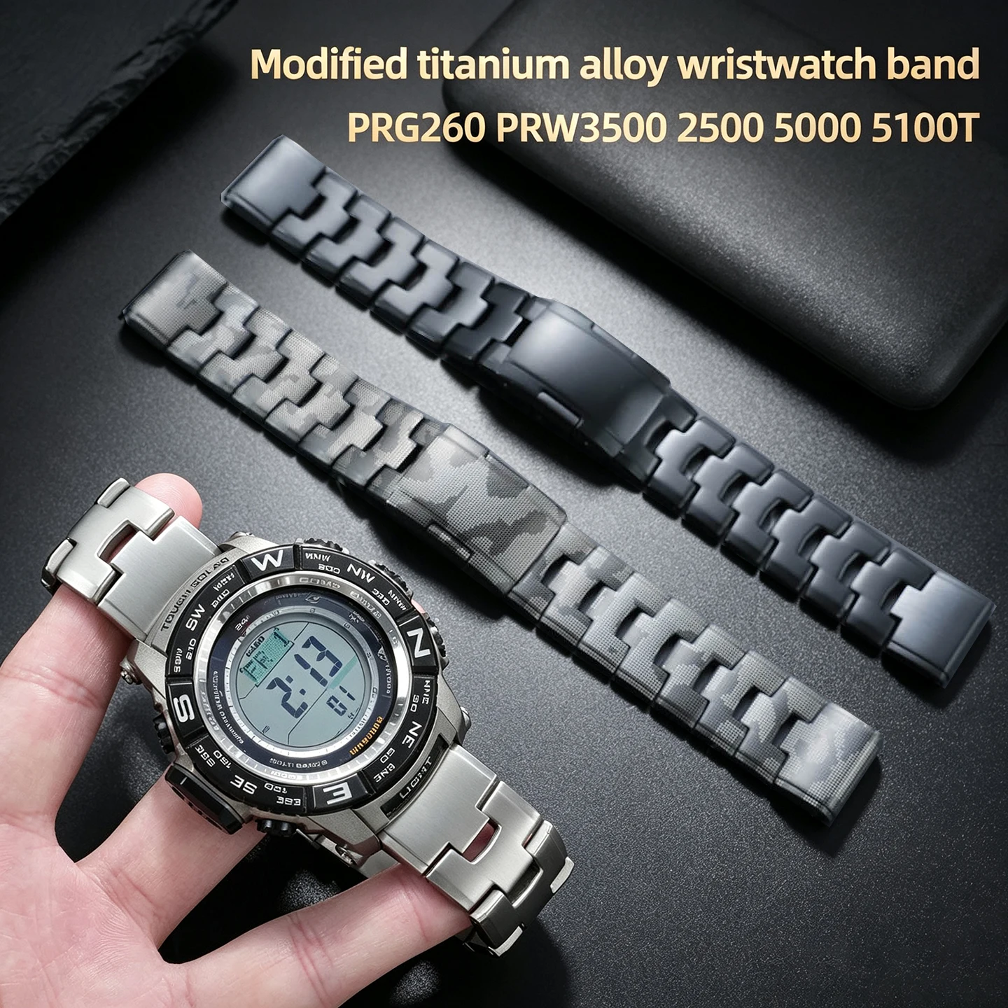 Titanium Alloy Strap For Casio Pro trek PRG-260 500 550 PRW 3500 2500 5100 Series Metal Watchband Men's Watch Accessories