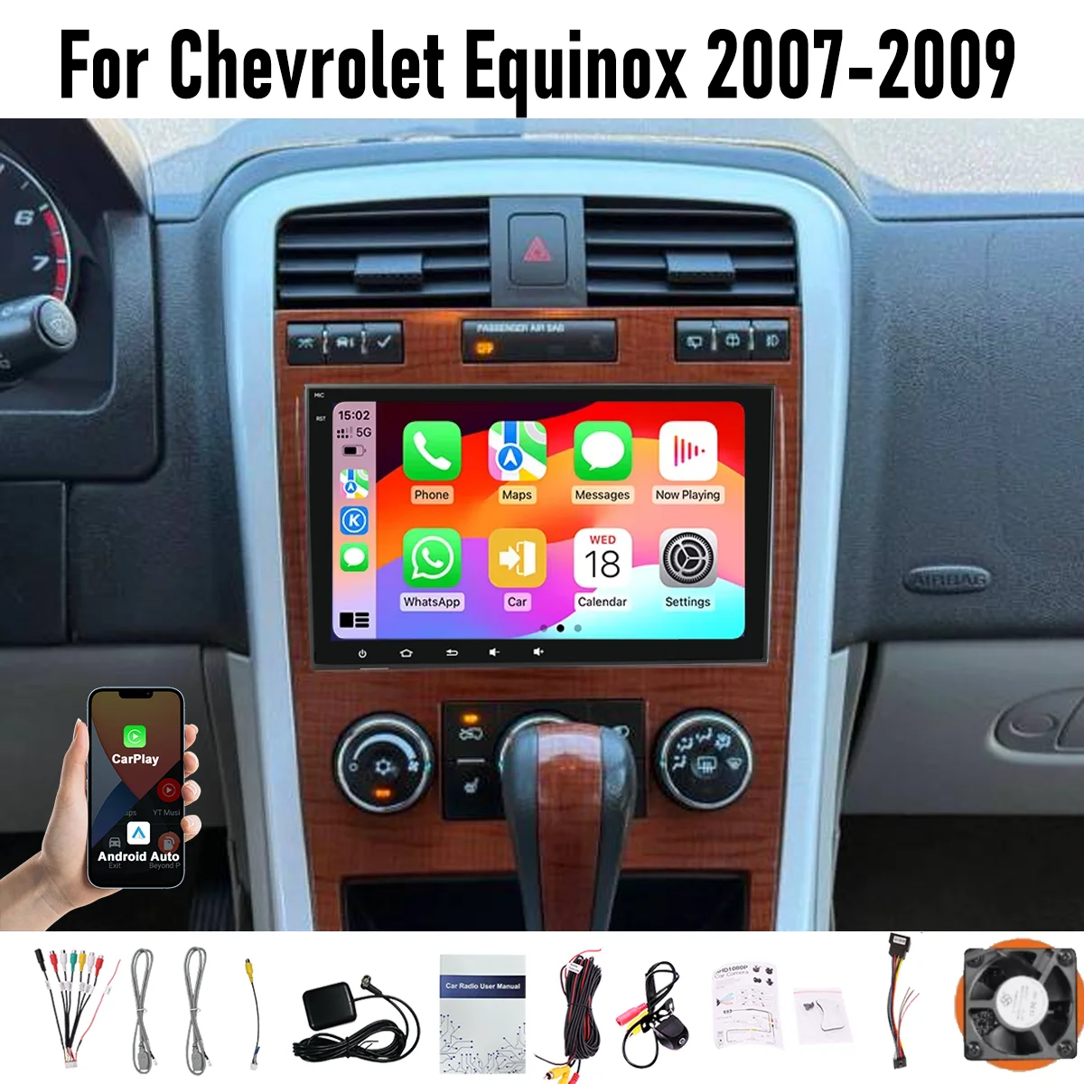 

8“ Apple CarPlay Android auto 6-128GB (8CORE) For Chevrolet Equinox 2007-2009 Screen Android15 Head Unit GPS Navigation Radio