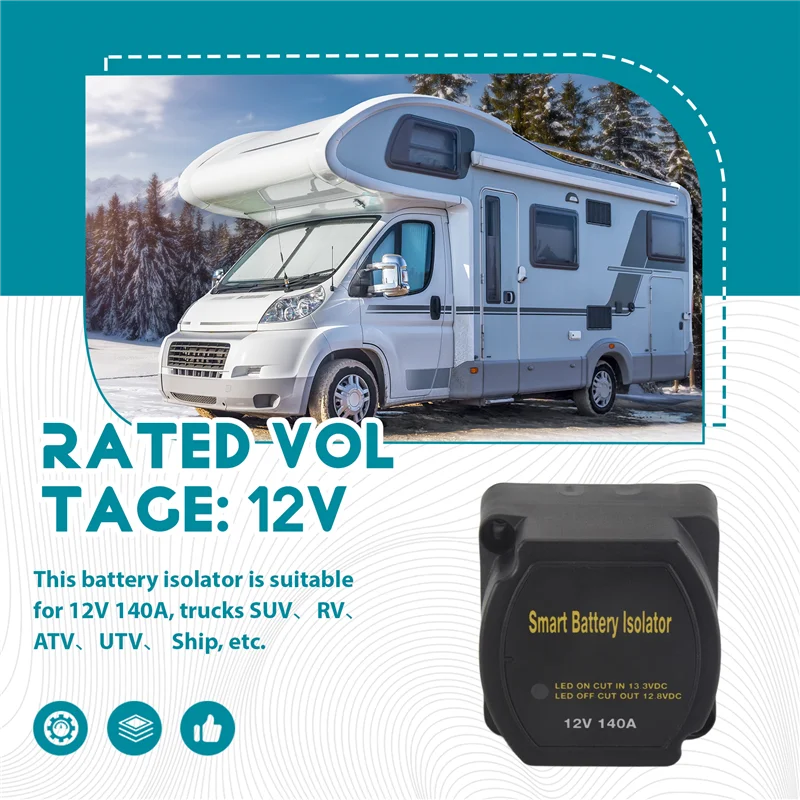 A96E-12V 140Amp بطارية مزدوجة الذكية المعزل الجهد الحساسة التتابع VSR مفتاح ذكي لسيارة ATV UTV قوارب RV شاحنة تخييم
