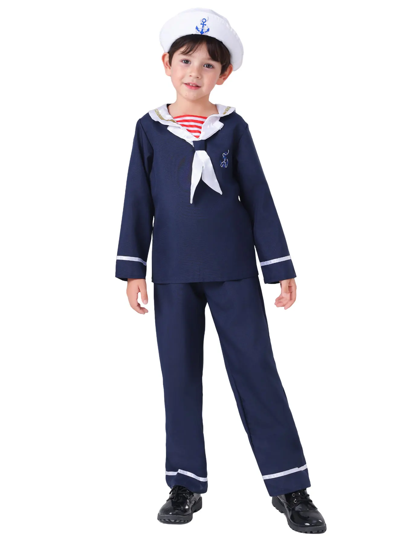 Kids Unisex Navy Sailor Uniform Cosplay Outfit Halloween Carnival Party Costumes