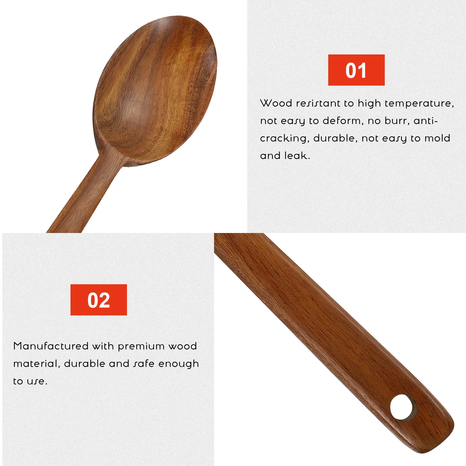 

Wooden Serving Spoon Cooking Ladle Kitchen Tool Heat Resistant Scratch-Free Long Handle Wood Spoon For Home Restaurant