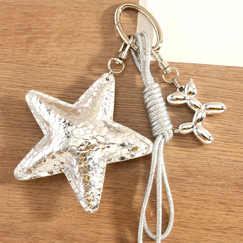 

Cute Cartoon Balloon Dog Keychains Leopard Print Star Y2k Bag Pendant Couple Car Key Chains Jewelry Bag Decoration Accessories