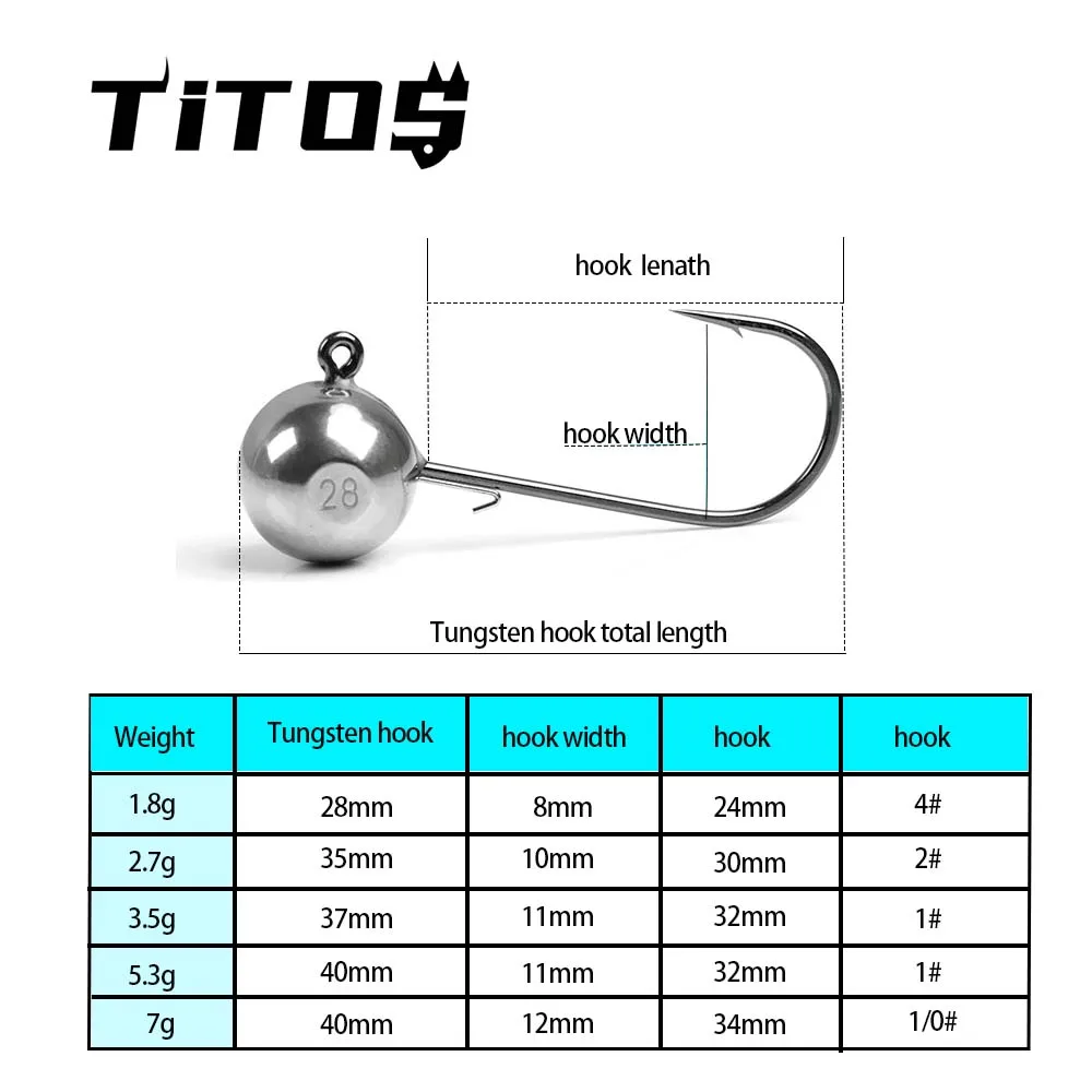 Tungsten Jig Head Hook 1.8g/2.7g/3.5g/5.3g/7g Round Ball Jig Head Tungsten Hooks Soft Worm Lure Fishing Accessories