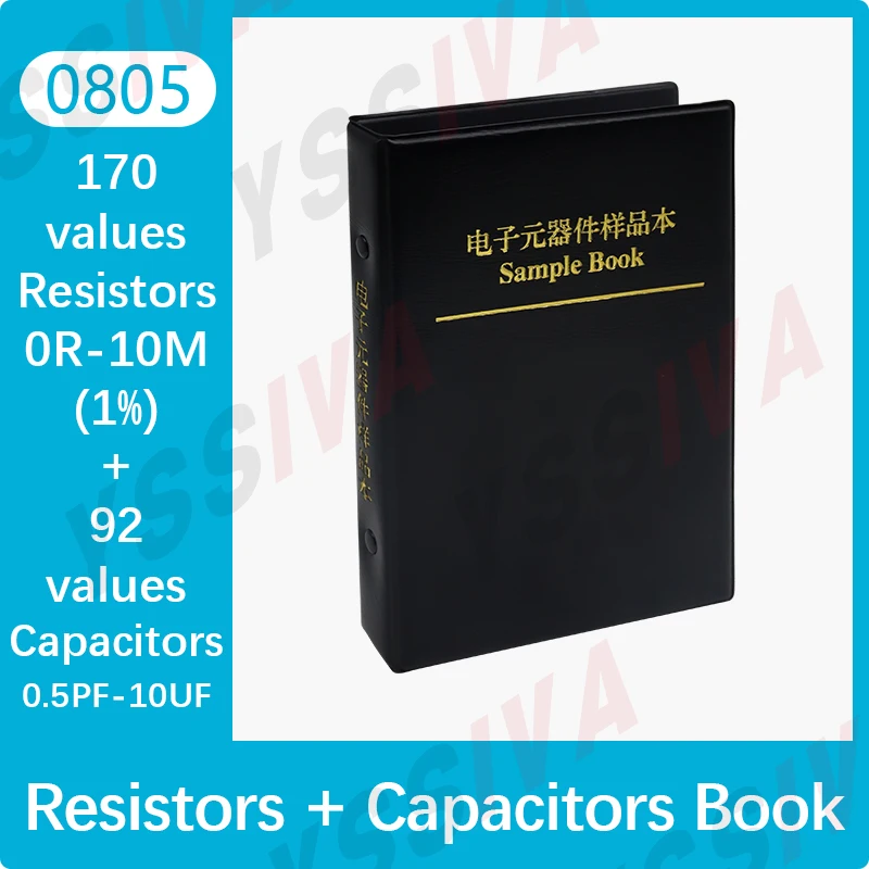 Capacitor Resistor Mixed Book 0201 0402 0603 0805 1206 1% SMD Chip Resistance 0R-10M Capacitance Assortment Kit Sample Set