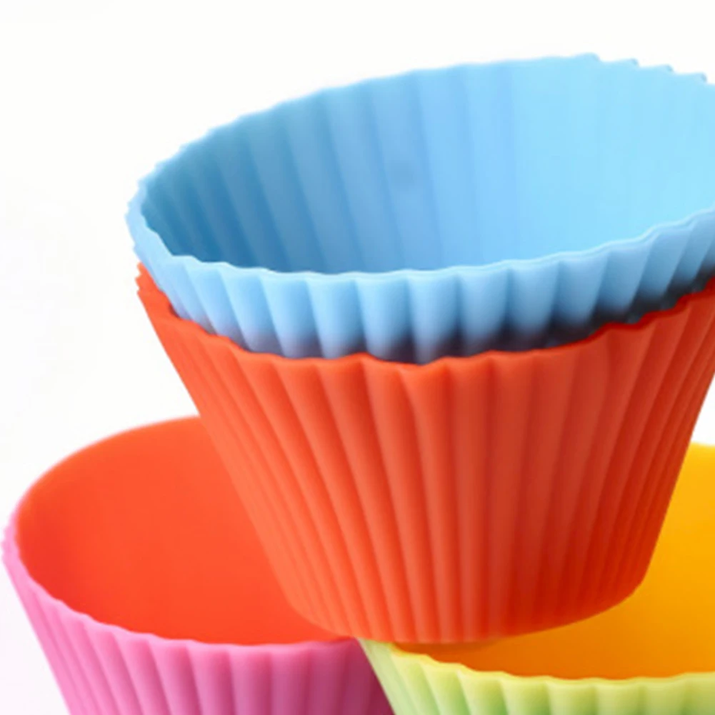 12 pezzi cuocere cupcake stampo riutilizzabile tazza da forno in silicone dessert budino ramekin supporti tazze da forno rotonde stampo per cupcake resistente