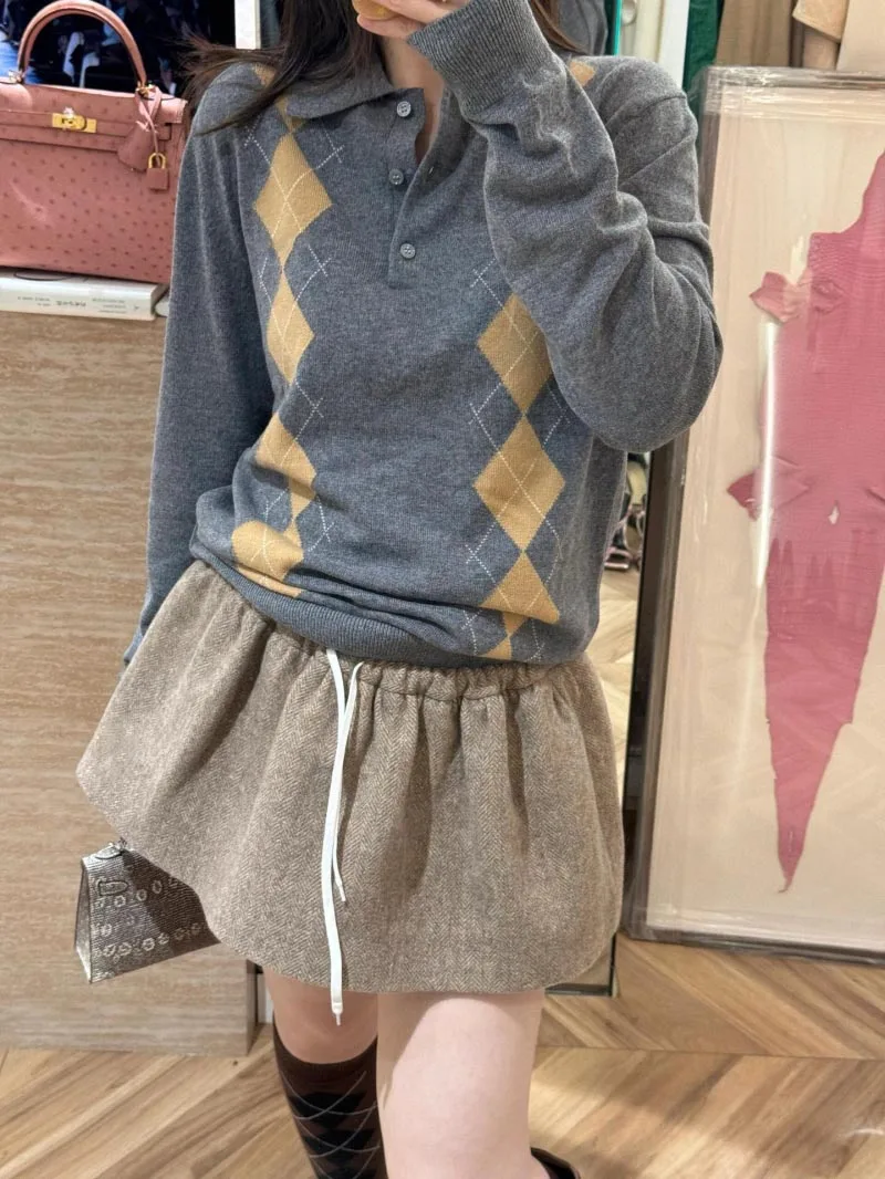 2024 Autumn New Women's Shorts Fashionable, Exquisite and Versatile A-line Pattern Cotton Wool Puff Mini Skirt