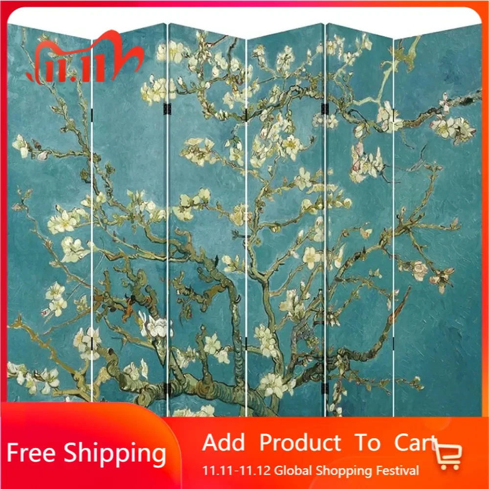 Folding Screen Canvas Privacy Partition Room Divider - Vincent Van Gogh Almond Blossoms (6 Panels)Saving Versatility