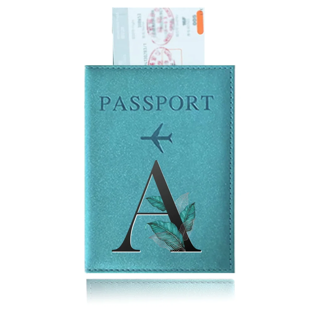 Passport Cover Blue Color Waterproof Passport Holder Covers Case Travel PU Leather Credit Card Wallet UV Printing Leaf Series