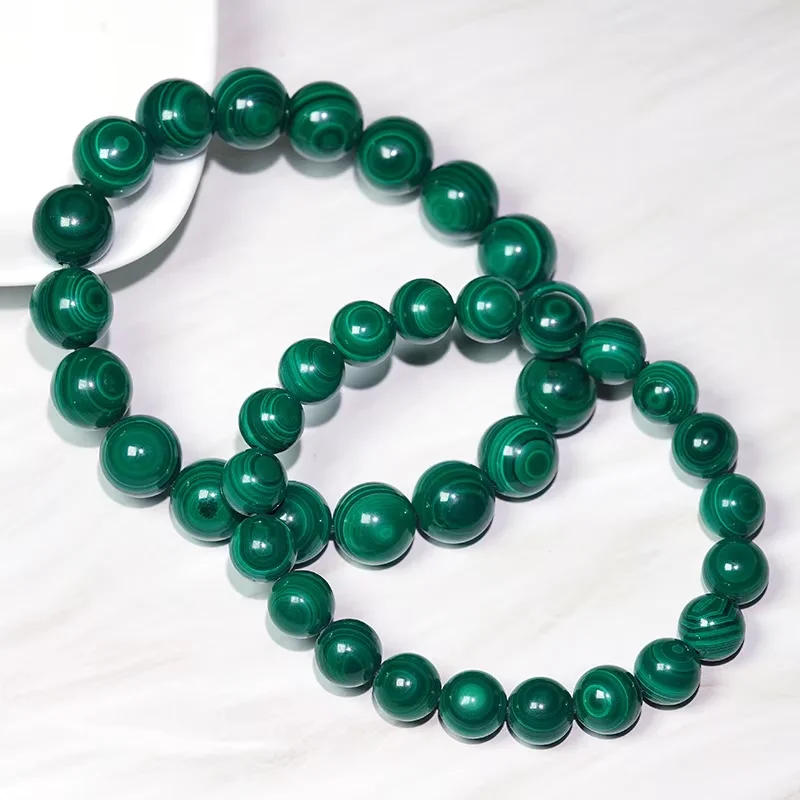 

6-13mm Top Grade Natural malachite Stretch bracelet 8"