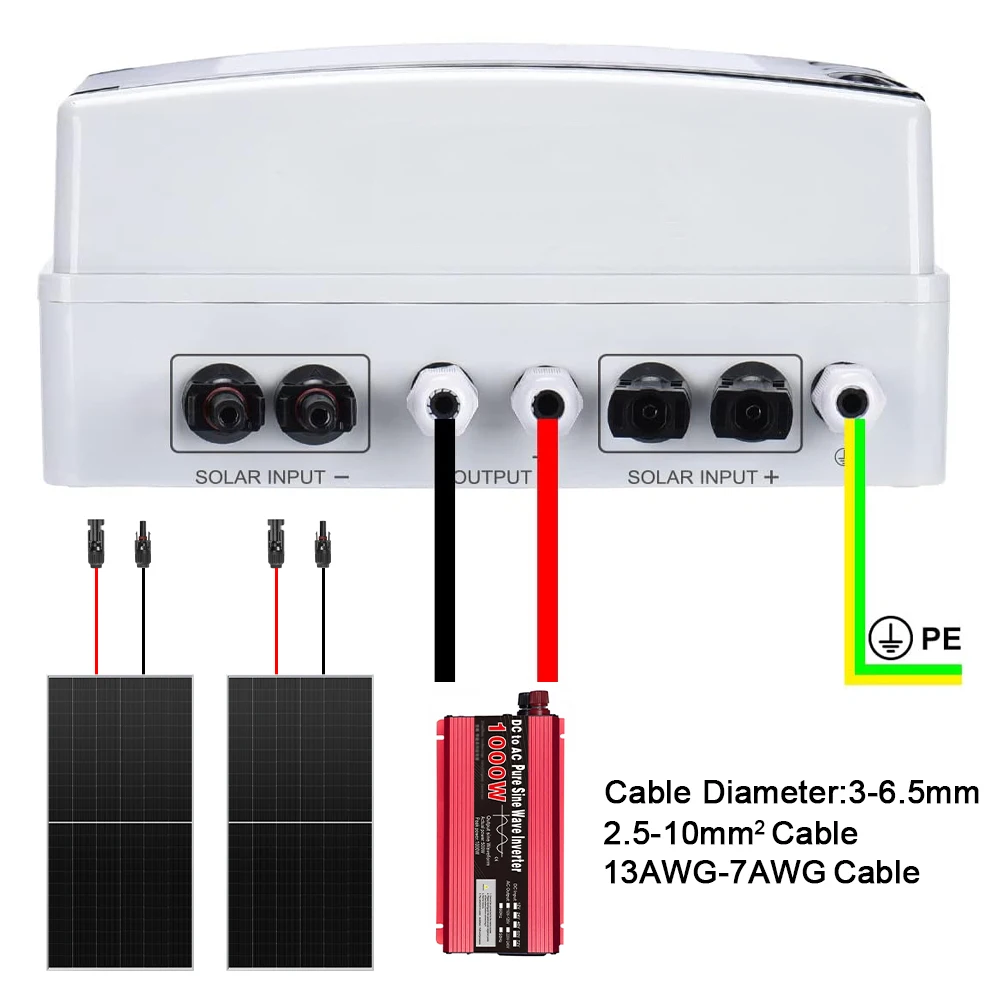 Imagem -06 - Combiner Box com Fusível dc String Plastic Box Ip65 Lightning Protection Impermeável Pré-cabo com Fio para Painel Solar Mcb Spd pv