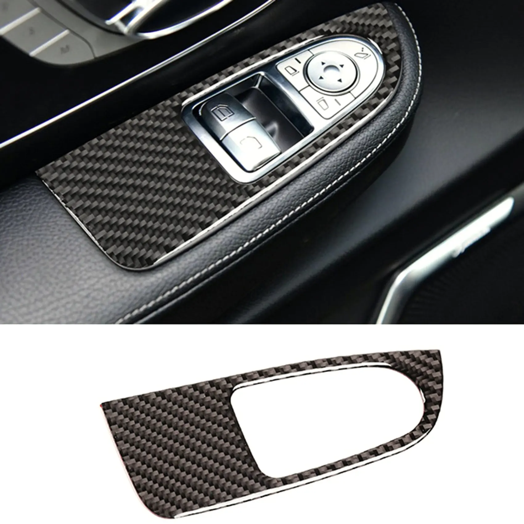 Car Carbon Fibler Window Lift Button Switch Cover Frame Trim for Mercedes Benz V-Class 2015-2020